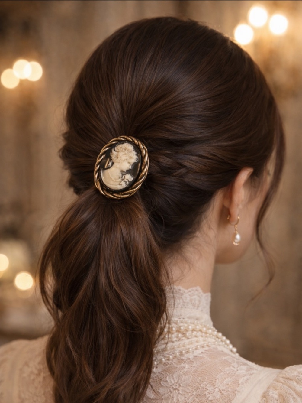 Vintage Black & White Cameo Hair Band